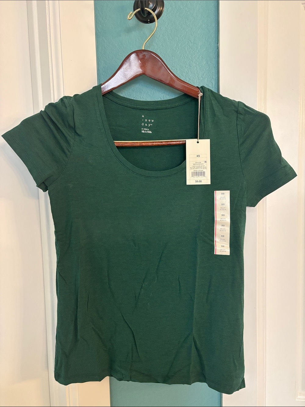 a new day Women's Dark Green Scoop Neck Short Sleeve Tee